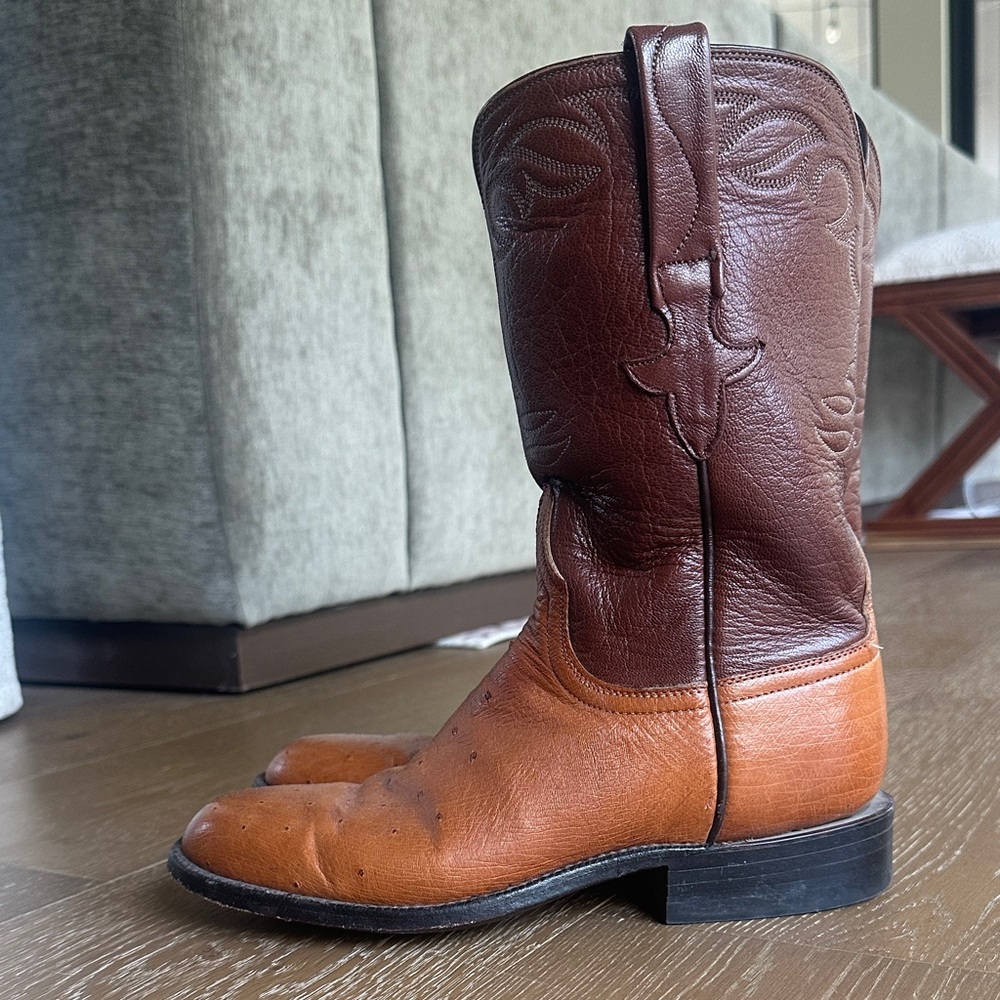 Lucchese Classic Handlade Brown Leather Cowboy Boots - Picture 2 of 14